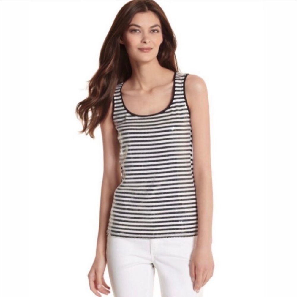 White House Black Market Sequin Striped Tank Top size XS